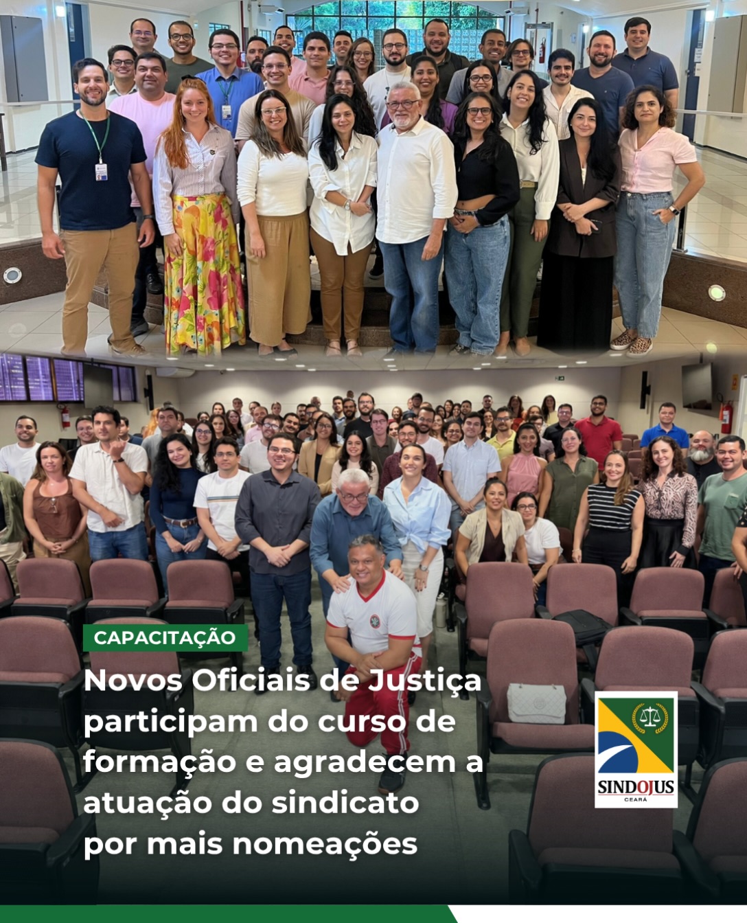 Os 24 novos oficiais e oficialas de Justiça do TJCE – que tomaram posse em 1º de setembro – participaram, nos dias 4, 8, 9, 10 e 11 deste mês, na Esmec, do Curso de Formação de Servidores promovido pelo Poder Judiciário, em parceria com o Sindojus Ceará. Na oportunidade, o grupo pôde ter este primeiro contato com a instituição, conhecer a estrutura do TJ, além de conhecer um pouco mais da rotina de trabalho da nova profissão que irão desempenhar.

Além da formação na Esmec, o Sindojus realizou ainda, na sede da entidade, capacitação voltada para a prática da profissão. Os encontros ocorreram nos dias 31 de agosto, 3, 10 e 11 de setembro. 

💬 “O que eu estou aprendendo no curso de formação é muito interessante. A perspectiva que eu tinha de ser Oficial de Justiça foi ampliada e pude perceber o quão importante é o trabalho do Oficial de Justiça, além que ele é a porta do Judiciário para as pessoas mais carentes. São também os profissionais que estão na ponta em relação ao Judiciário”, comentou Diego Damacena, que iniciou os trabalhos, na última segunda-feira (14), na comarca de Viçosa do Ceará. 

Diego fez questão de exaltar a luta do Sindojus pela convocação de mais aprovados no concurso para Oficial de Justiça e a sensibilização da presidência do TJCE em acolher a demanda. “Essa convocação foi muito aguardada. Existia uma cláusula de barreira, mas o sindicato lutou, levou essa demanda à gestão, todos os dias a diretoria ia ao tribunal reforçar a importância dessa reivindicação e quando o sindicato informou que a gente seria convocado foi uma felicidade tão grande, mas tão grande, que eu não consegui nem dormir no dia que soube. E agora estou muito feliz de estar aqui fazendo parte do Judiciário cearense”, destacou.

O Sindojus, em nome de toda a categoria, dá as boas-vindas aos novos oficiais e oficialas de Justiça. E que venham mais nomeações de aprovados(as)!

🔗 Leia a matéria completa no site (link na bio).

#SindojusCE
