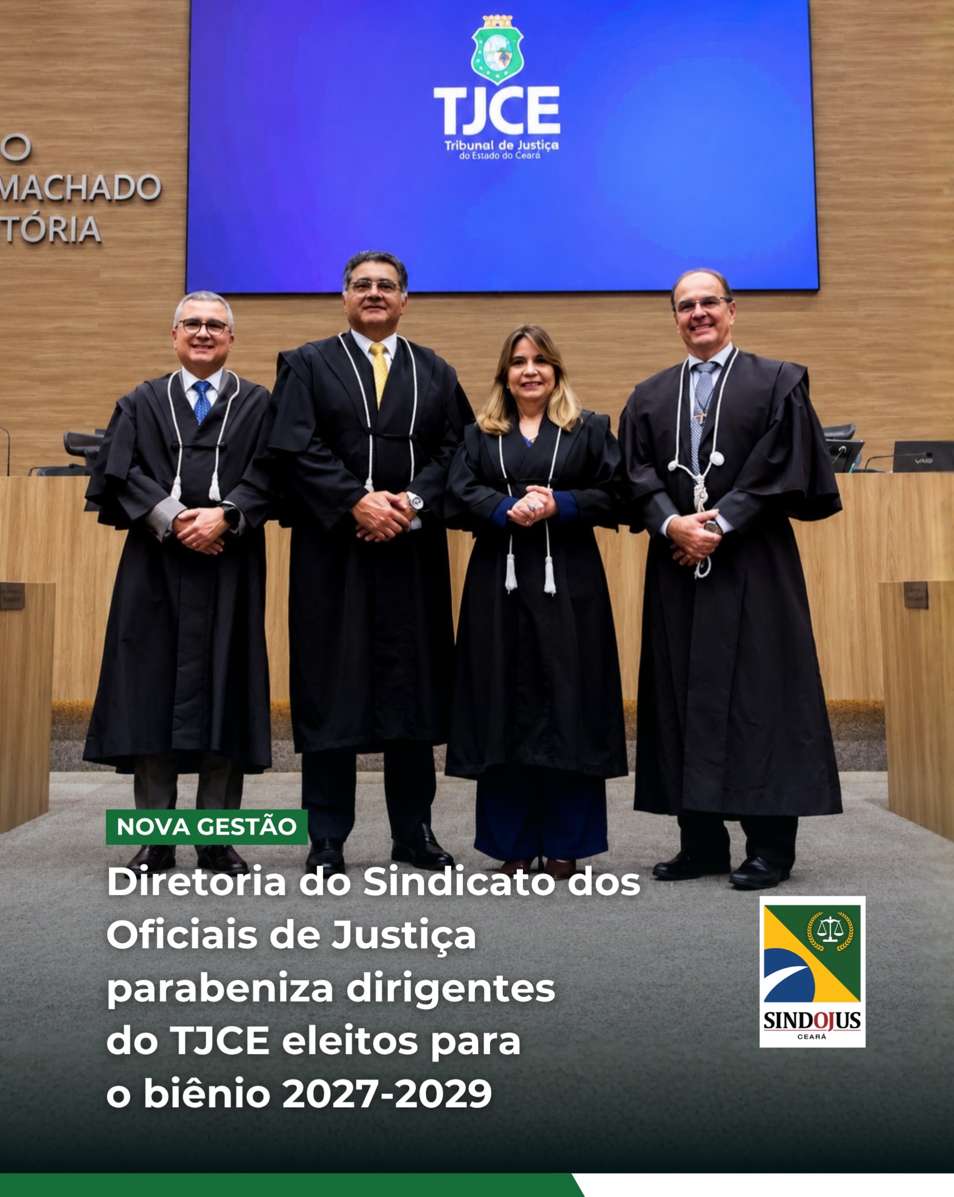 O Pleno do TJCE elegeu, na tarde de ontem, os dirigentes que estarão à frente do Judiciário no biênio 2027-2029. Na eleição, realizada em formato eletrônico, o desembargador Francisco Mauro Ferreira Liberato recebeu 51 votos, sendo eleito para presidir a Corte na próxima gestão, cuja posse está prevista para ocorrer em 22 de janeiro de 2027. O desembargador José Tarcílio Souza da Silva, que recebeu 49 votos, assumirá o cargo de vice-presidente. A desembargadora Lisete de Sousa Gadelha, que obteve cinco votos, também concorreu à vaga.

A Corregedoria-Geral de Justiça terá à frente o desembargador Mário Parente Teófilo Neto, que recebeu 49 votos. Já a Ouvidoria será conduzida pela desembargadora Silvia Soares de Sá Nóbrega, eleita com 52 votos.

O presidente eleito, desembargador Mauro Liberato, reforçou o compromisso de otimizar a prestação jurisdicional com ética, transparência e diálogo. Ele agradeceu ainda o voto de confiança de cada colega do Pleno do TJCE.

💬 “A emoção é muito grande. Estou profundamente grato e alegre pela votação. Inspiro-me na atual administração e nas anteriores, que trabalharam com afinco para engrandecer a nossa instituição. Darei o melhor de mim, me esforçarei o máximo possível para que o Tribunal de Justiça do Ceará, cada vez mais, seja visto como um tribunal de excelência. Desejo pleno sucesso aos colegas que foram eleitos comigo nesta tarde. Unidos nós somos fortes e vamos cada vez mais engrandecer o nosso tribunal”, disse.

🔗 Leia mais no site (link na bio).

#SindojusCE