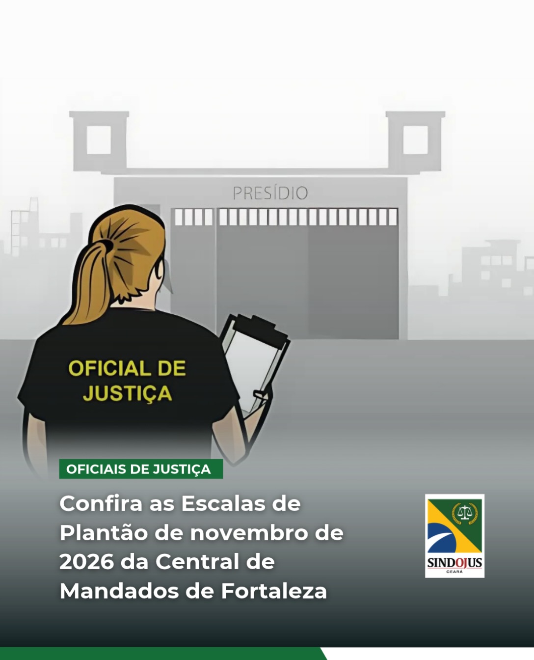 Estão disponíveis, no site do Sindojus (link na bio), as escalas de plantão da Central de Mandados de Fortaleza referentes ao mês de novembro. Confira!

#SindojusCE